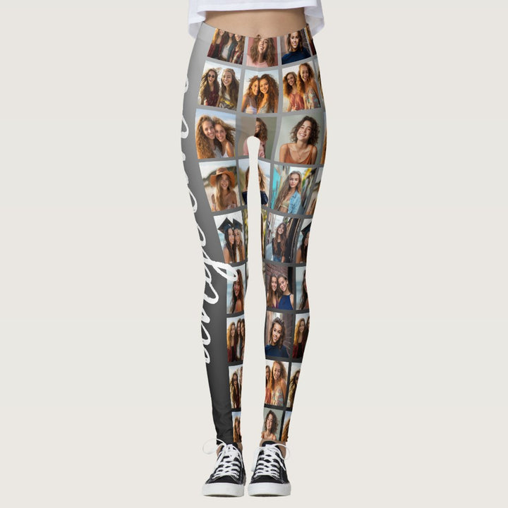 Create a Custom Photo Collage with 18 Photos Leggings