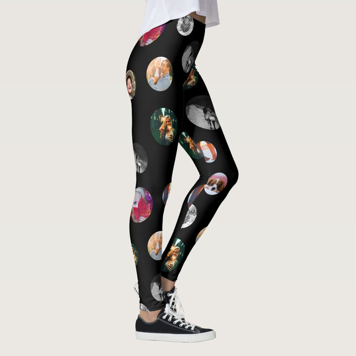 8 Photo polka dot Template Circles Black Exercise Leggings