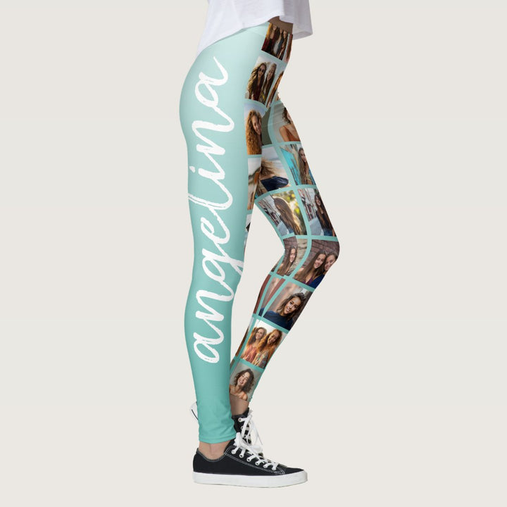 Create a Custom Photo Collage with 18 Photos Leggings