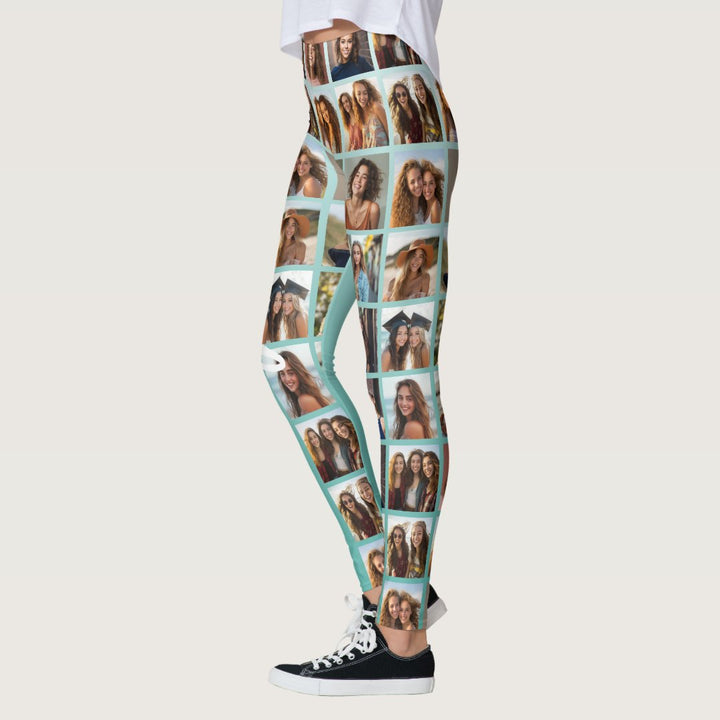 Create a Custom Photo Collage with 18 Photos Leggings