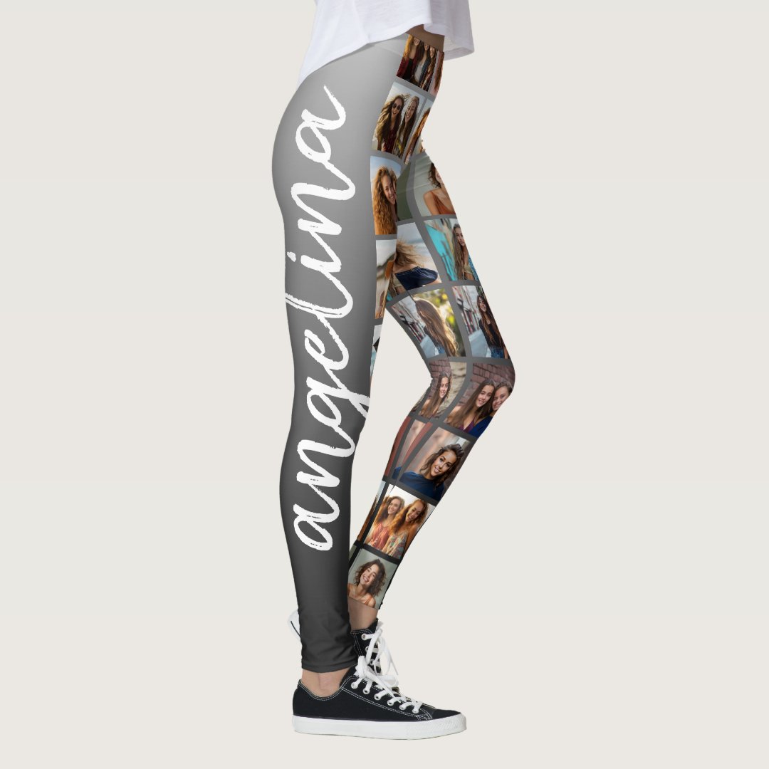 Create a Custom Photo Collage with 18 Photos Leggings